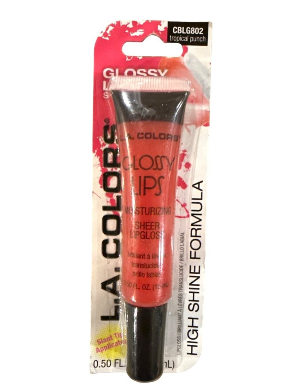 L.A. Colors Lip Gloss GLOSSY LIPS CBLG802 TROPICAL PUNCH Red Moisturizing Sheer
